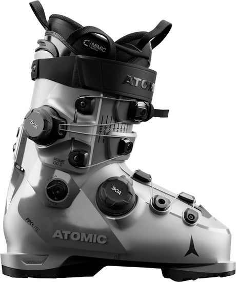 MHawxPrime120SDualBOA-Silver and black Atomic ski boot on a white background