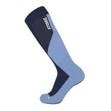 PerformanceSkiSock- A pair of Atomic Performance Adult Ski Socks in blue and black, featuring reinforced heel and toe areas and a snug fit design for comfort and support.