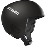 RedsterHelmet- Black Atomic Redster adult helmet with a visor, adjustable strap, and ventilation system.