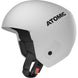 RedsterHelmet- White Atomic Redster adult helmet with a visor, adjustable strap, and ventilation system.