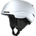 FourAmidLite- A white Atomic ski helmet with a red visor and gold accents on the strap.