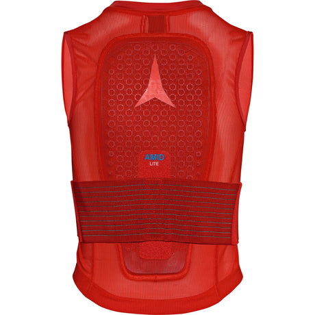 LiveShieldAmidLiteVest-Red protective vest with mesh design on a white background