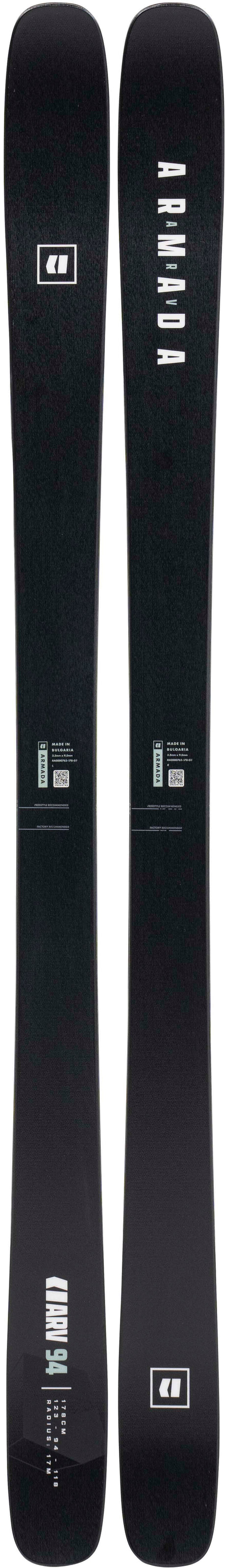 ARV94- Pair of black skis on a white background