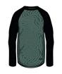 MSkylinerCrewneck- A crewneck long-sleeved baselayer top with a geometric pattern in black and green colors.