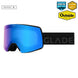 Adapt2-Blue ski goggles with black strap on a white background, featuring 'Reveal' branding and awards.