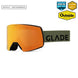Adapt2-Glade ski goggles with a vibrant orange photochromic lens and an olive green strap featuring the black 'GLADE' logo. 