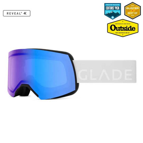 Adapt2S-Blue ski goggles with 'GLADE' branding on a white background.