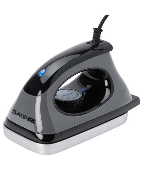 AdjustableTuningIronNA-Black and gray iron with a blue light on a white background