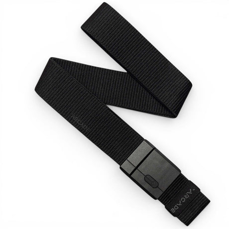 AeroMag-Black belt with a plastic buckle on a white background