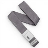 AeroMag-Gray belt with a white buckle on a white background