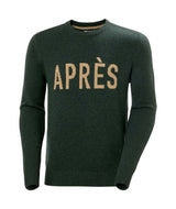 AftonKnitSweater-Green sweater with 'APRÈS' text on a white background