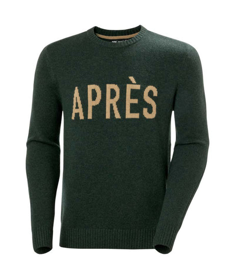 AftonKnitSweater-Green sweater with 'APRÈS' text on a white background