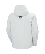 AlphaLifaloftJacket-Light gray hooded jacket with brand logo on a white background