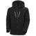 AlphaLongInsulatedJacket-Black jacket with reflective stripes on a white background