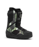 Anthem- Black and green snowboard boot on a white background