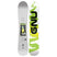 Antigravity- Two views of a GNU snowboard, one with a green and white design and the other with a black and white design, on a white background.