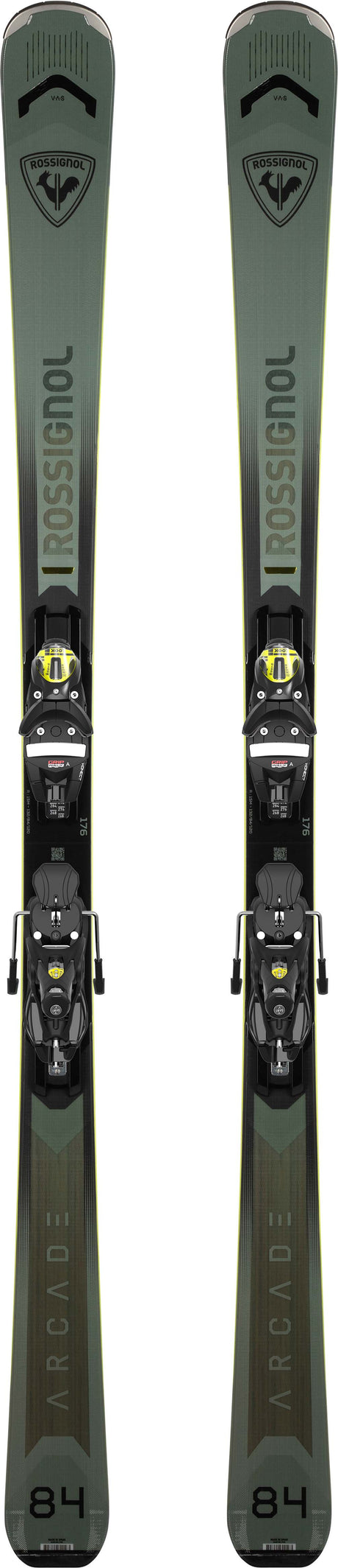 Arcade84_Konect- Green ski with system binding on a white background 