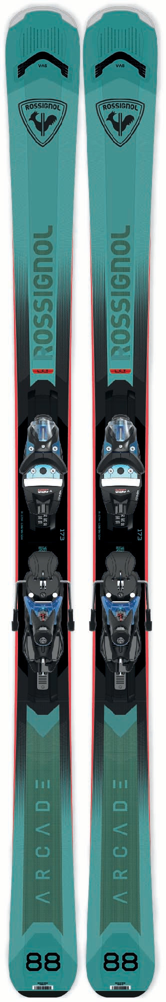 Arcade88_Konect- Teal and black ski on a white background 