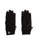 ArticLinerGlove-A pair of black athletic gloves shown flat against a white background, with one glove displaying a small white square logo patch on the cuff and the other showing textured grip panels on the fingers.