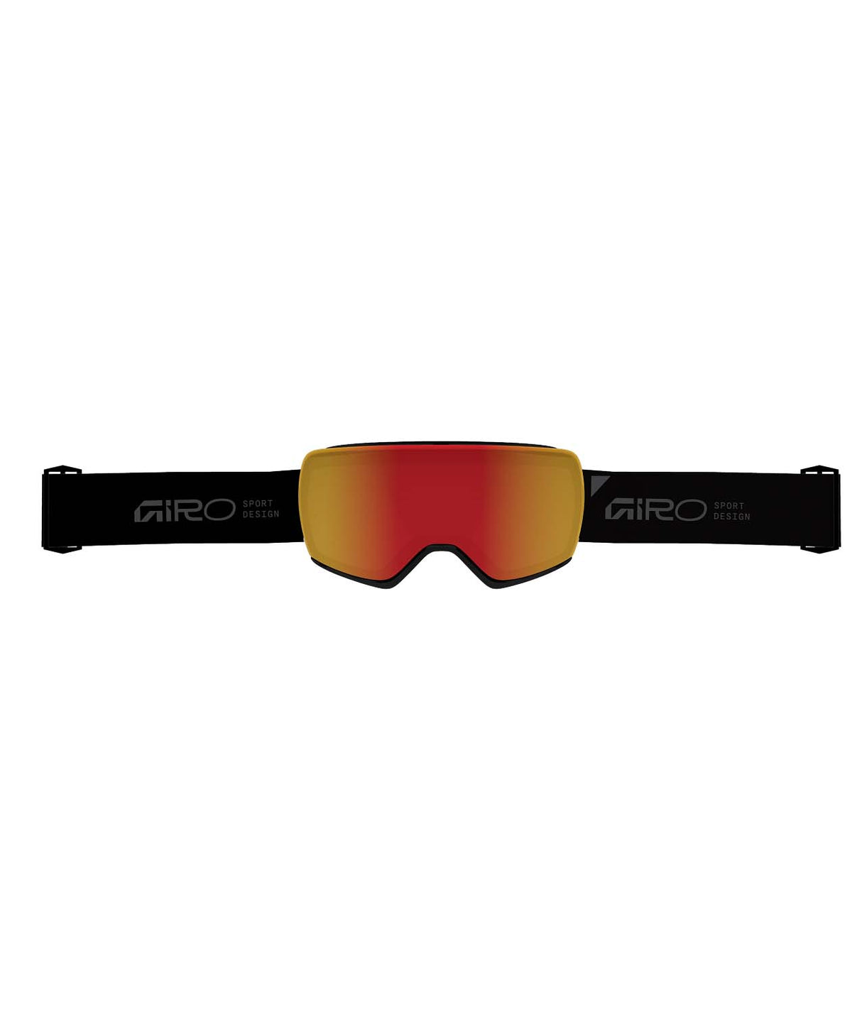 ArticleII-Giro ski goggles with red lens on a white background