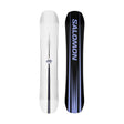 Assassin- White, purple, and black snowboard on a white background 