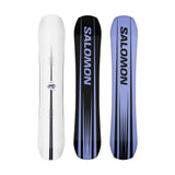 Assassin- White, purple, and black snowboard on a white background