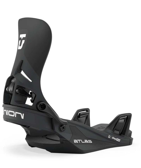 AtlasStep-On-Black snowboard binding with 'Union' branding on a white background