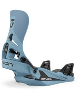 AtlasStep-On-Blue snowboard binding with 'Union' branding on a white background