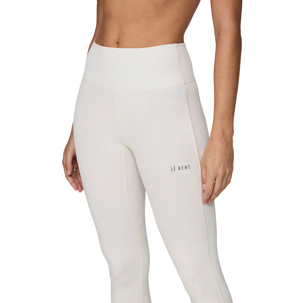 Heavyweight Antarctic Fleece Bottom-White leggings with a brand logo on a white background