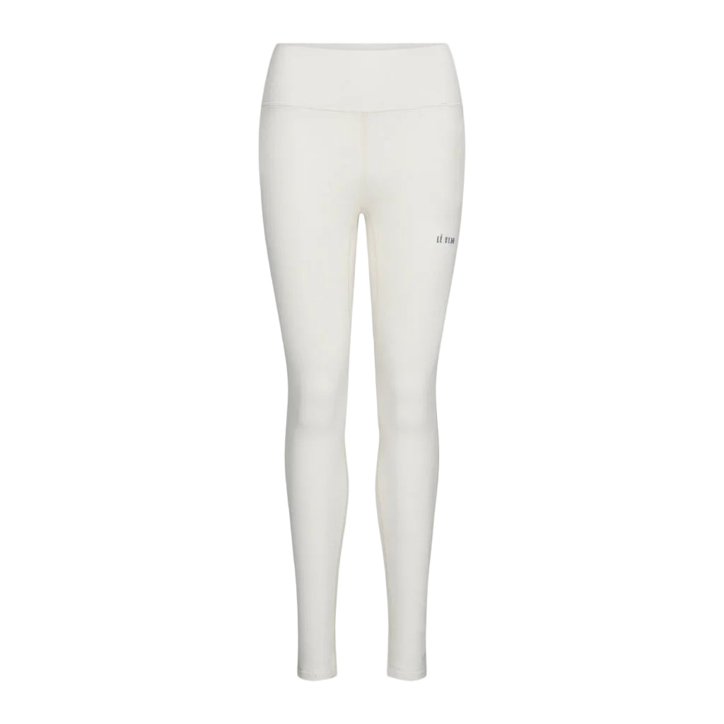 Heavyweight Antarctic Fleece Bottom-White leggings with a brand logo on a white background