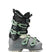 BFC85W-Gray ski boot with green accents on a white background