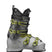 BFC90-Gray ski boot with green straps on a white background