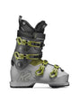 BFC90-Gray ski boot with green straps on a white background