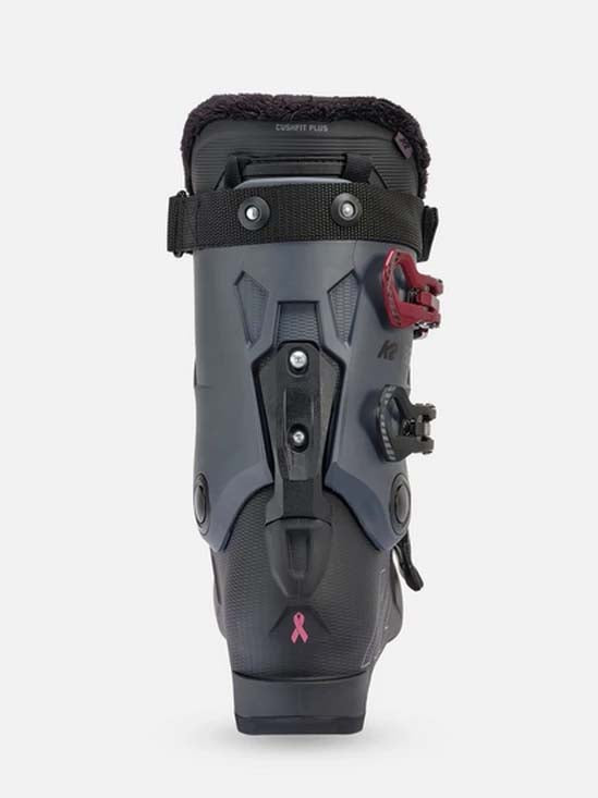 BFC95- Gray ski boot with red accents on a white background