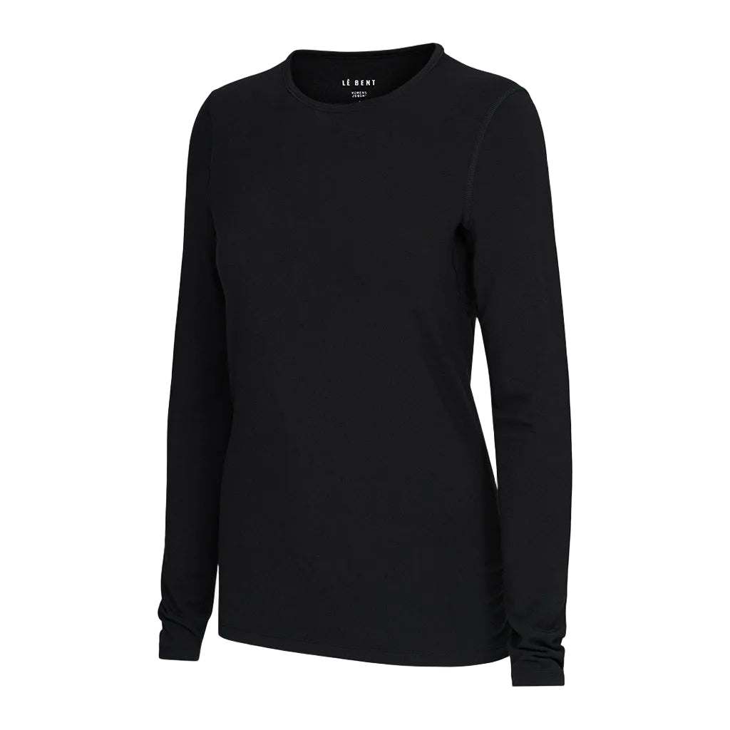 W Midweight Crew-Black long-sleeve shirt on a white background