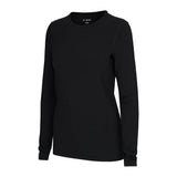 W Midweight Crew-Black long-sleeve shirt on a white background