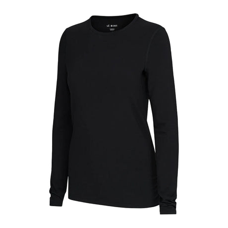 W Midweight Crew-Black long-sleeve shirt on a white background