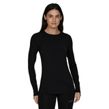 W Midweight Crew-Black long-sleeve shirt on a white background