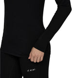 W Midweight Crew-Black long-sleeve shirt on a white background