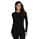 W Midweight Crew-Black long-sleeve shirt on a white background