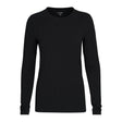 W Midweight Crew-Black long-sleeve shirt on a white background