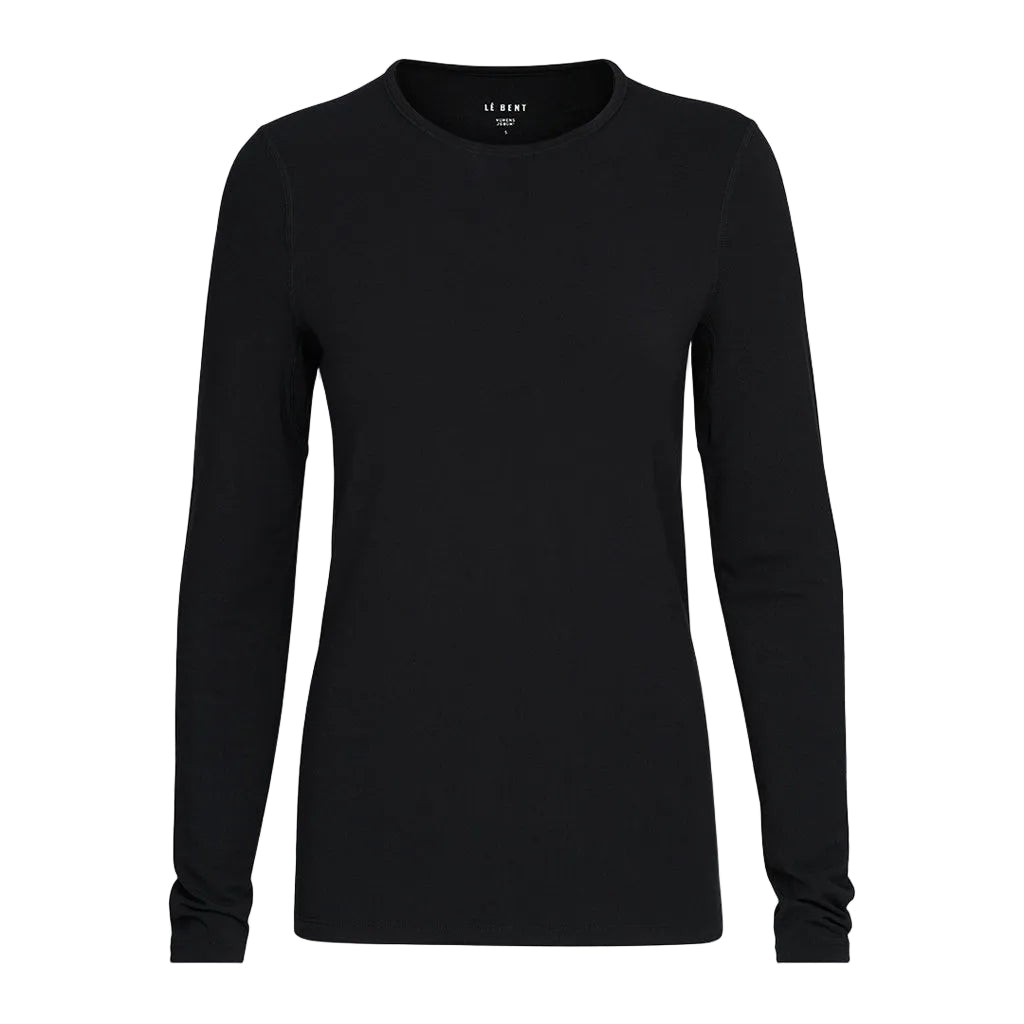 W Midweight Crew-Black long-sleeve shirt on a white background