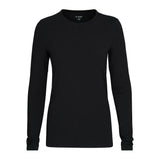 W Midweight Crew-Black long-sleeve shirt on a white background