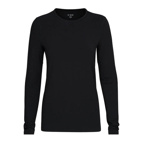 W Midweight Crew-Black long-sleeve shirt on a white background