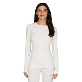 Heavyweight Antarctic Grid Fleece Crew-White long-sleeve shirt on a white background