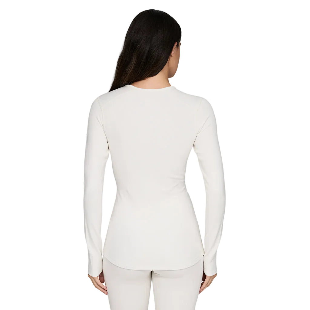 Heavyweight Antarctic Grid Fleece Crew-White long-sleeve shirt on a white background