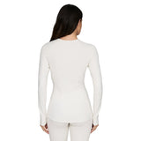 Heavyweight Antarctic Grid Fleece Crew-White long-sleeve shirt on a white background