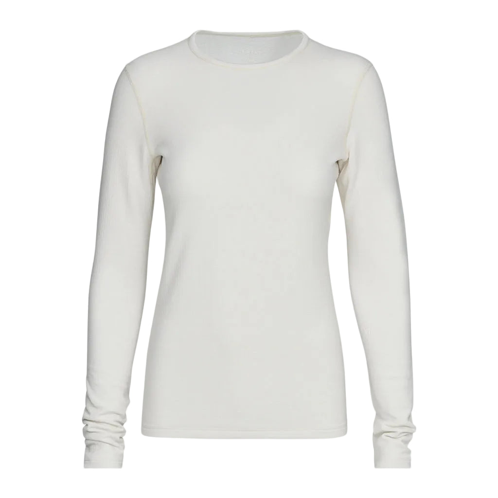 Heavyweight Antarctic Grid Fleece Crew-White long-sleeve shirt on a white background