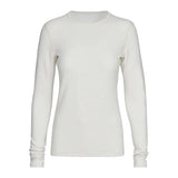Heavyweight Antarctic Grid Fleece Crew-White long-sleeve shirt on a white background