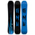 BankedCountry- Two views of a black and blue snowboard with a brand logo on a white background